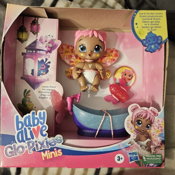 Baby Alive Glo Pixies Minis Doll with Pink Hair and Wings - Picture 1 of 5